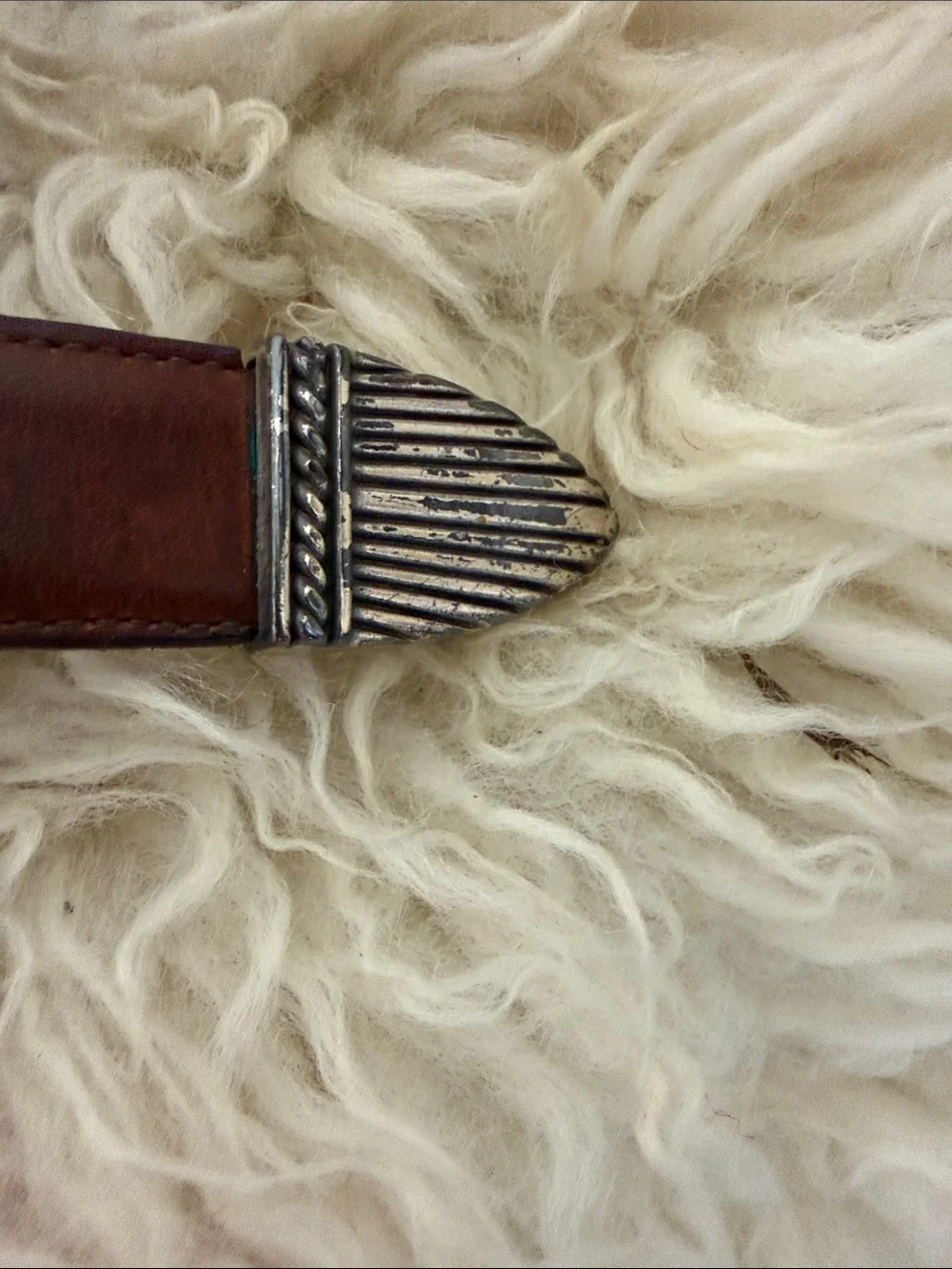 ONYX Brighton Leather Belt with Silver Embellishments 40